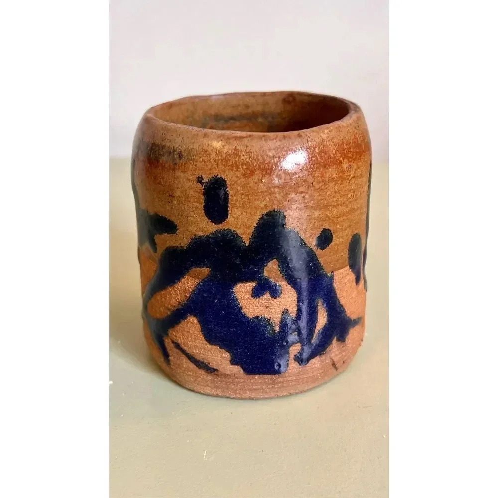 Handmade Hand‎ Painted Flower Pot Pencil Holder Vase Decor artist signed